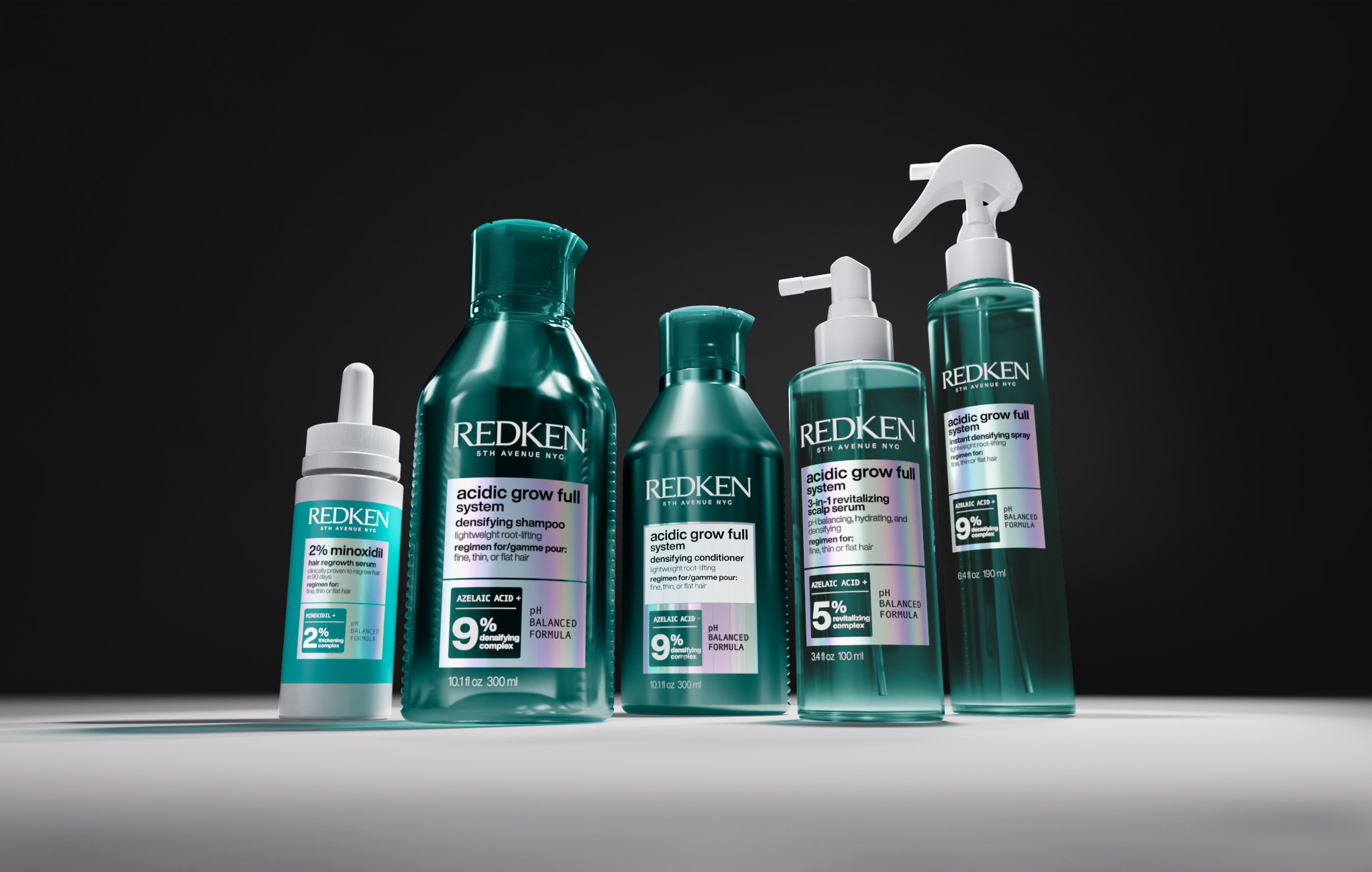 The whole SKU library staged together on celadon. Proof of the consistency exercise.