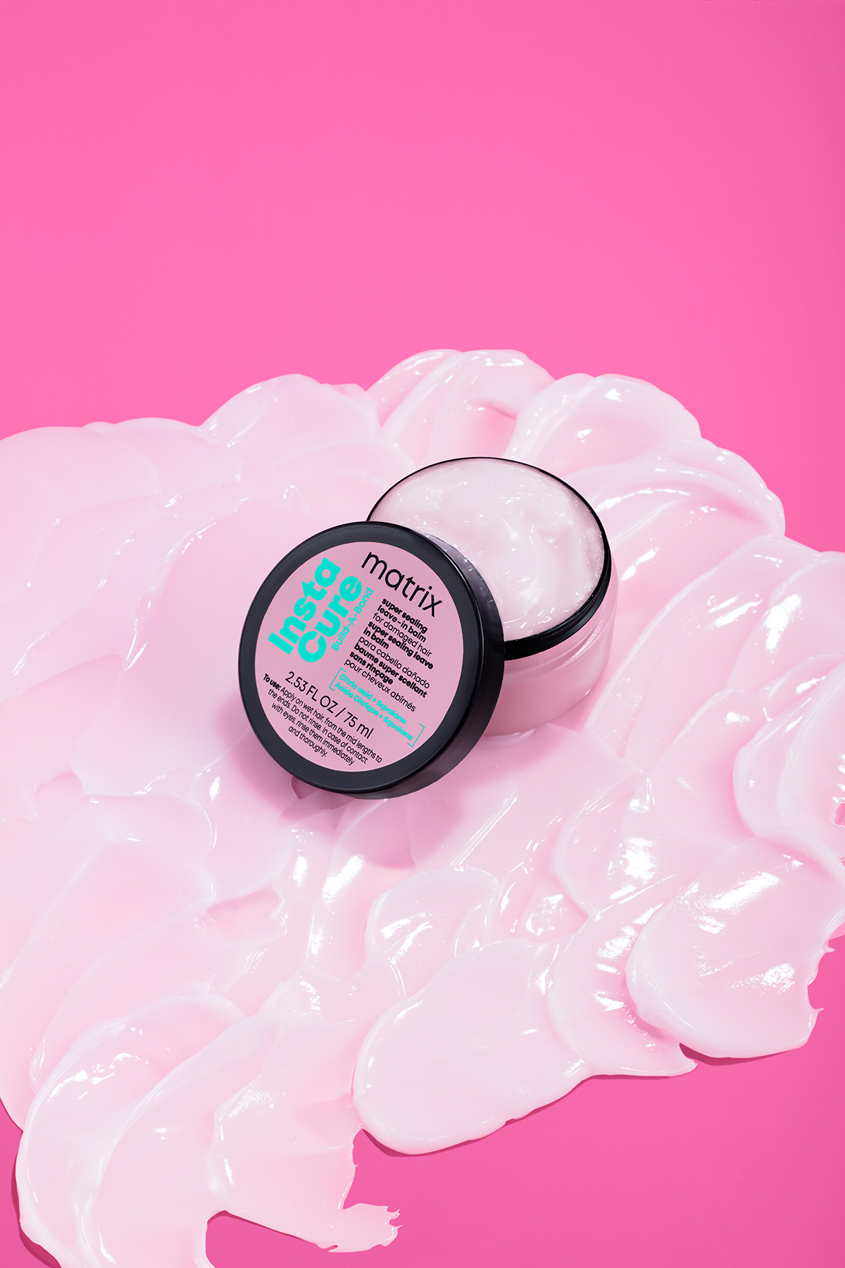 Full regimen in teal + holographic. A redesigned line shown the way it'll appear at backbar.