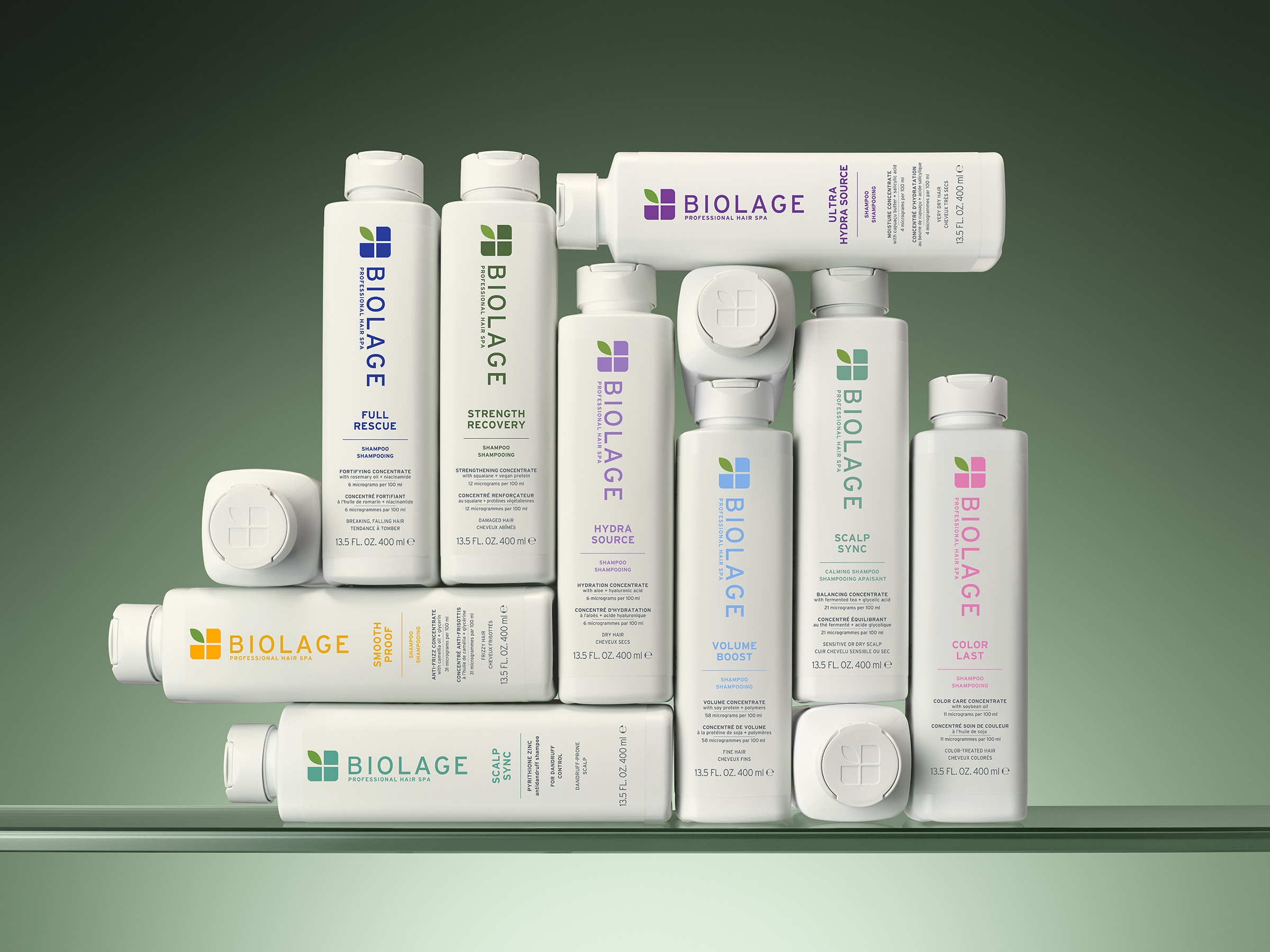 The design as it lived in the brand book, not just on shelf. "De-stress, Re-store, Re-fortify."