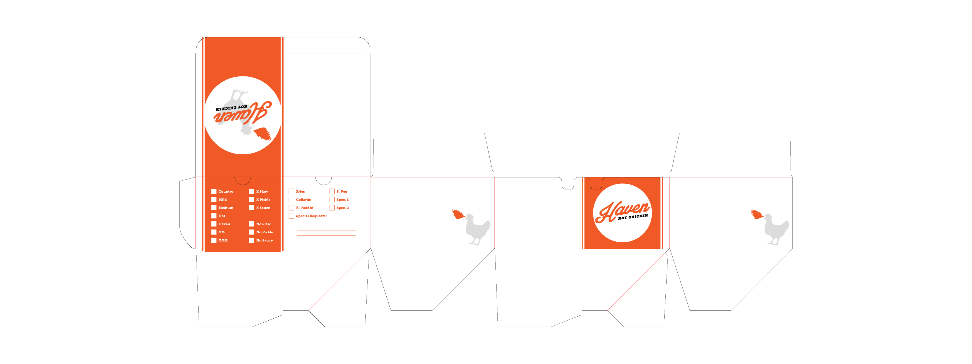 Heat level, sides, modifications. Brand and utility on the same surface — exactly where they should be.